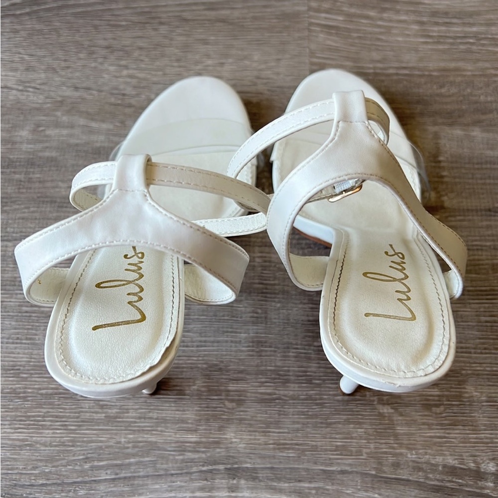 Eisley White Ankle Strap Heels Lulus Size 7.5 Stiletto Heel - Picture 6 of 9